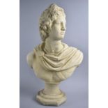 A Reconstituted Stone Bust, Head Has Been Glued, Octagonal Base, 56cms High