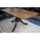 A 19th Century Snap Top Breakfast Table Supported on Heavy Turned Pillar and Splayed Tripod Base,