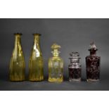 A Collection of Various 19th Century and Later Glass to comprise Red Painted Jar and Cover of