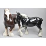 Two Glazed Ceramic Studies of Heavy Horses, 23cm high