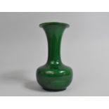 A Chinese Monochrome Vase, Green Glazed, Having Flared Neck, 18cm high