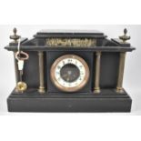 A Late Victorian/Edwardian French Black Slate Mantel Clock of Architectural Form, Ormolu Mounted