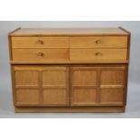 A 1960's Nathan Teak Lowboy with Four Short Drawers Surmounting Square Panel Cupboard Base,100cm