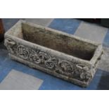 A Rectangular reconstituted Stone Planter, "Gothic Trough" Decorated with Scrolled Design, 74cms