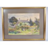 A Framed Watercolour, Brick Cottage in Rural Setting by Amy Brazil, Details Verso, 33x23