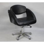 A Chrome and Black Leather Effect Barbers Chair