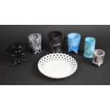 A Collection of Various 19th Century Slag Glass to comprise Vases, Basketware Plate, Stand,