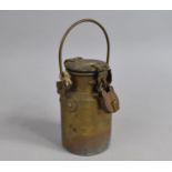 A Brass Cylindrical Lidded Container with Padlock and Hooped Carrying Handle, Complete with Key,
