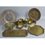 A Collection of Various Islamic and Indian Brass to include Temple Bell, Bowls, Trays, together with