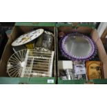 Two Boxes of Sundries to Include Wall Clock, Bird Cage, Mirror, etc