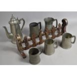 A Collection of Various Pewter Tankards to include Examples by James Yates together with a Lustre