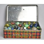 A Vintage Huntley and Palmers Royal Scotch Shortbread Tin containing Various Sized Marbles
