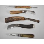 A Collection of Various Horn Handled and Other Pocket Knives and a Parer