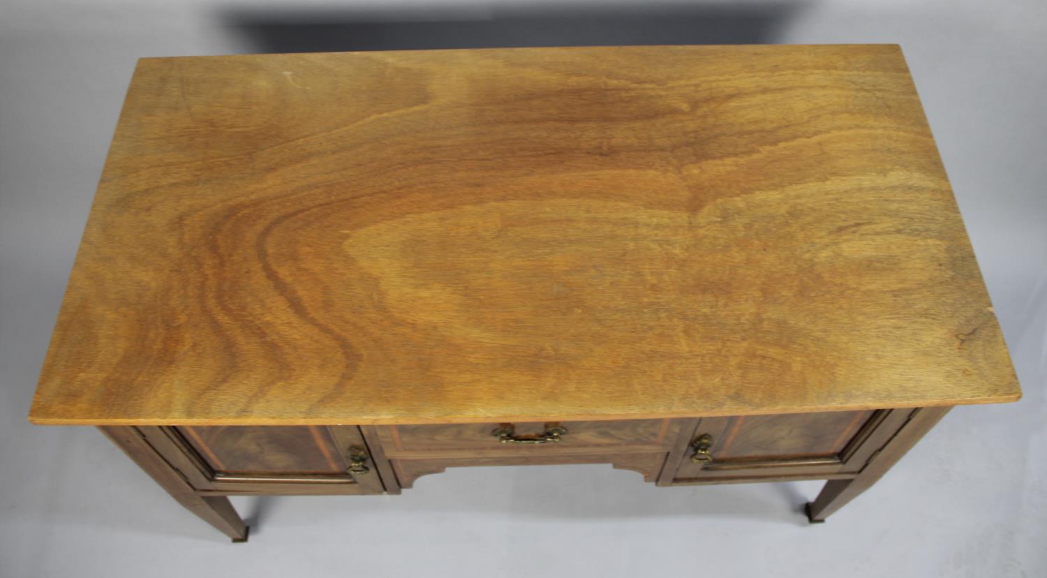 An Edwardian Inlaid walnut Dressing Table Base on Square Tapering Supports having Replacement Top, - Image 2 of 2
