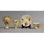 Three Pieces of Royal Worcester Blush Ivory to Comprise Twin Handled Pot Pourri Vase (with Liner but