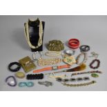 A Collection of Various Jewellery and Other Ladies Sundries to Comprise Pearls, Bangles, Glass