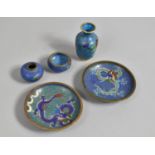 A Collection of Chinese Cloisonne to Comprise Three Dishes, Miniature Vase and Two Other Miniature