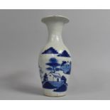 An Oriental Blue and White Vase of Baluster Form with Flared Neck, 23cm high