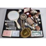 A Collection of Curios to Include Playing Cards, Dressing Table Pots, Tea Strainer, Hand Mirror etc