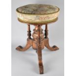 A Late Victorian/Edwardian Circular Swivel Top Piano Stool with Tapestry Upholstery