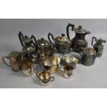 A Collection of Various Silver Plated Items to include Teapots, Water Pots, Tray Etc
