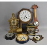 A Collection of Various Mantel Clocks, Barometers Etc (Condition Issues)