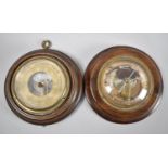 Two Mid 20th Century Aneroid Wall Barometers, 17cms Diameter