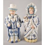 A Pair of Late Victorian/Edwardian Continental Nodding Head Dolls, 17cm high