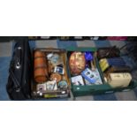 Three Boxes of Various Sundries to Comprise Tins, Bibles, Bowls Etc