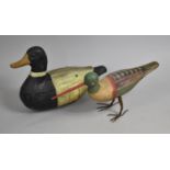 A Vintage American Style Carved Wooden Model of a Sandpiper together with a Novelty Box in the