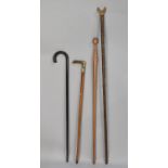 Four Various Walking Sticks to Include Horn Handled etc