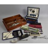A Collection of Various Boxed and Loose Flatware to include Spoons, Cake Server and Knife Set,