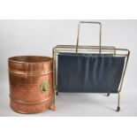 A Modern Pressed Copper Two Handled Planter or Bin Together with a 1960's Two Division Magazine Rack
