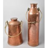 Two 19th Century Copper Milk Carriers/Churns, J. T. 1886, Tallest 30cms High