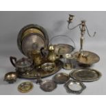 A Collection of Various Silver plated Items to include Coffee Pot, teapot, Three Branch