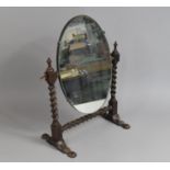 An Edwardian Barley Twist Framed Dressing Table Swing Mirror with Oval Glass, 46cms High