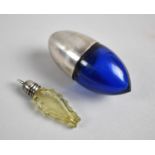 A Bristol Blue and White Metal Topped Vinaigrette of Ovoid Form Together with a Miniature Pendant