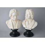 Two Small Resin Busts, Vivaldi and Beethoven, 15cms High