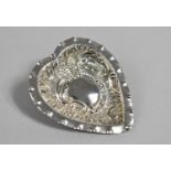 A Pretty Silver Dish of Small Heart Shape Form with Repousse Decoration, Chester Hallmark, 6.5cm