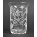 An Early 20th Century Glass Beaker with Etched Fern Decoration Inscribed "Topsy" and with Hangman "