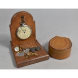 An Early 20th Century Pocket Watch Stand Together with Sekonda Pocket Watch and a Leather Stud Box