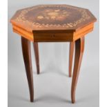 An Italian Inlaid Octagonal Musical Jewellery Table with Lift Top, 50cm high