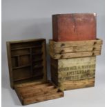 A Vintage Pine Bottle Crate for Advocaat together with Fitted Store, Drawers and a Further Pine