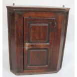 A 19th Century Oak Wall Hanging Corner Cabinet with Panelled Door, 66cm wide