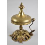 A Victorian Brass Countertop Reception Bell, Working Order, with Registration Stamp, 14cms High