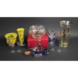 A Collection of Various Coloured Glassware to include Two Pieces of Mottled Studio Glass,