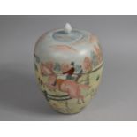 A 20th Century Chinese Jar and Cover Decorated with English Hunting Scene, 26cm High