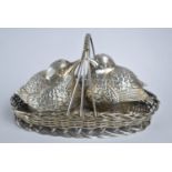 A Mid 20th Century Silver Plated Novelty Cruet, in the Form of Two Chicks in Wicker Basket, 16cms
