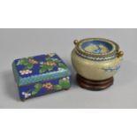 A Chinese Cloisonne Box of Rectangular Form Decorated with Flowers on Blue Gilt Geometric Ground