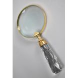 A Modern Desktop Magnifying Glass with Faceted Glass Handle, 22cms Long